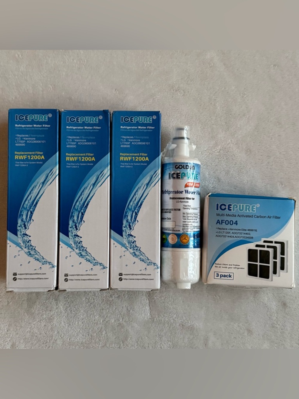 ICEPURE Refrigerator Filter Set RWF1200A + AF004 (LG & Kenmore Compatible)